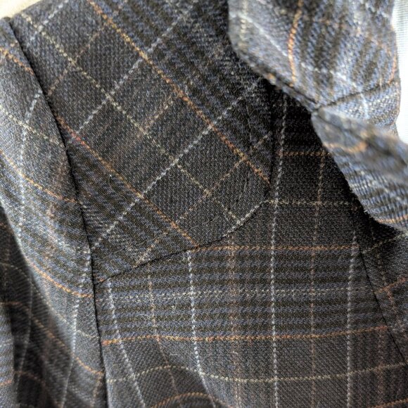 Esprit Women’s Navy Plaid Blazer Wool blend Cotton lined Size 2 Preppy Academia - Picture 7 of 11